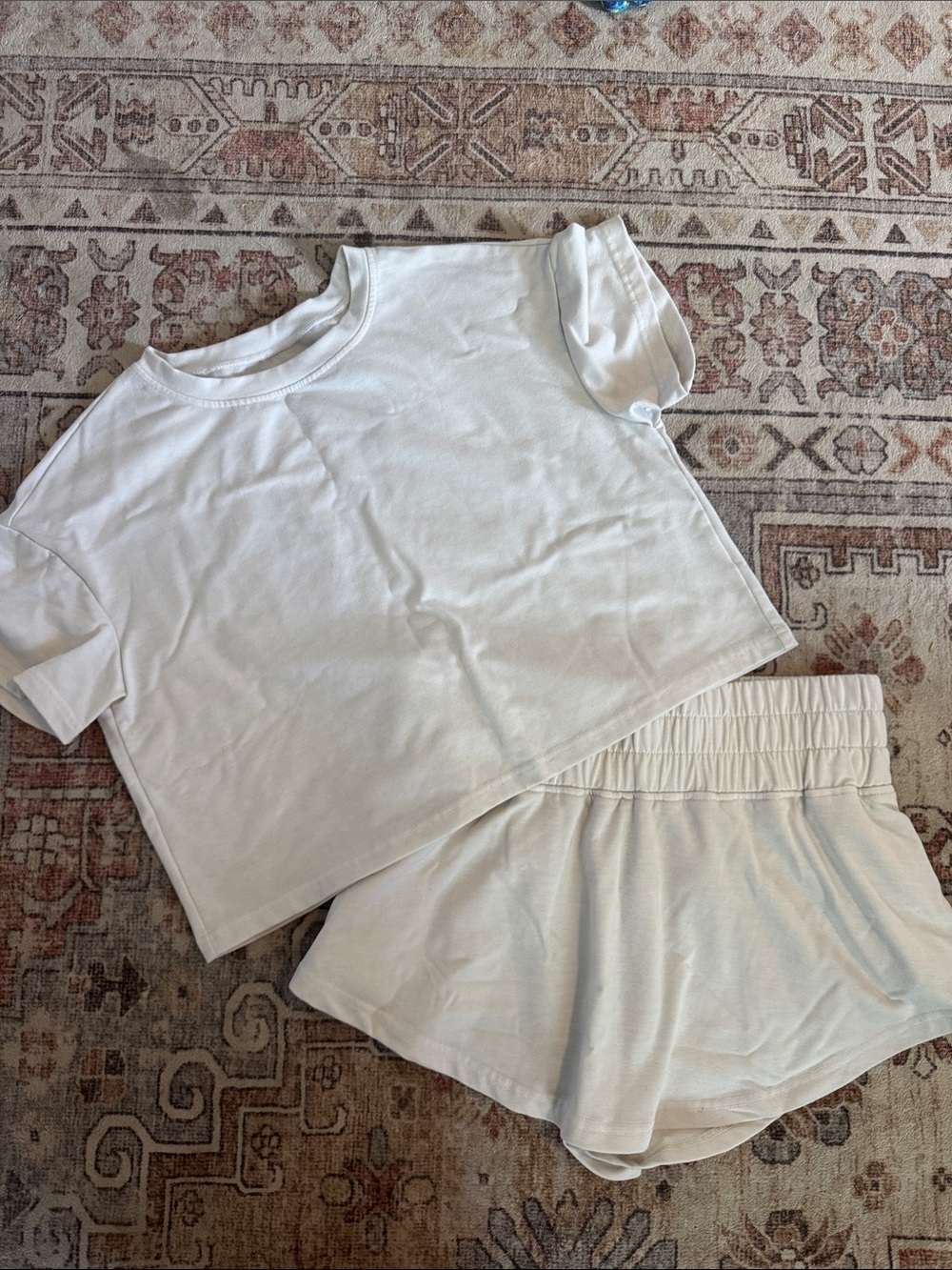Women's White Lounge Crop Tee & Shorts Set